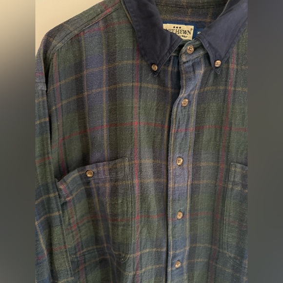 Ruff Hewn Button Up Long Sleeve Flannel Men’s SZ XL Collared Green Blue Pockets - Picture 4 of 9